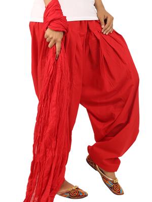 red cotton dupatta bottom set - 15244277 - Standard Image - 2