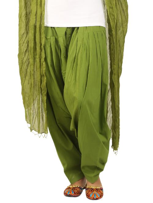 green cotton dupatta bottom set - 15244279 - Standard Image - 1