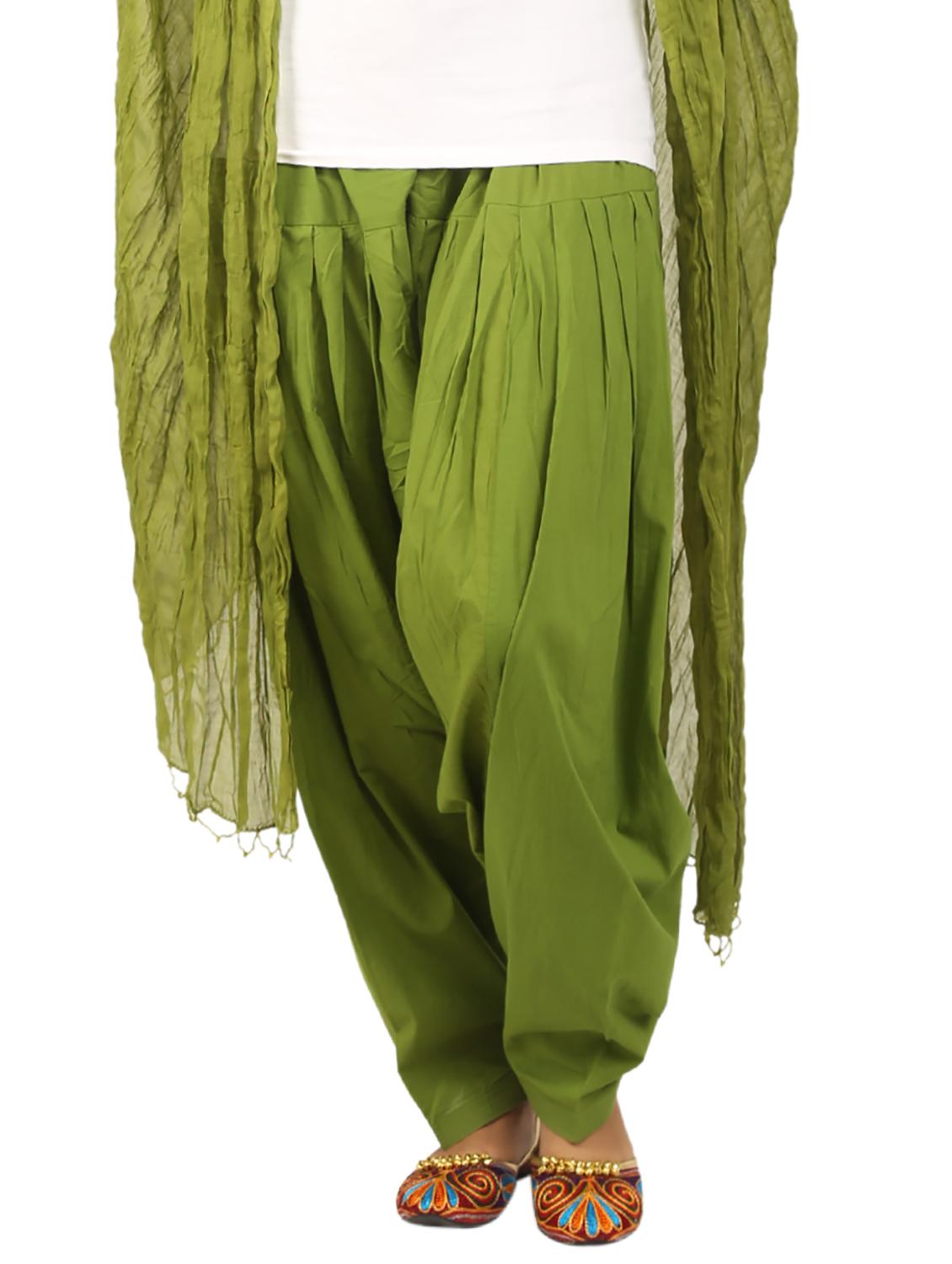 green cotton dupatta bottom set - 15244279 - Zoom Image - 1