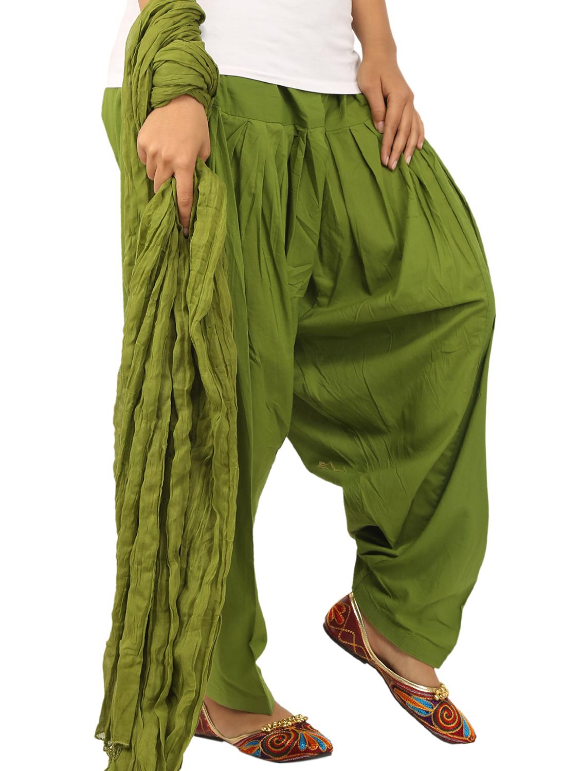 green cotton dupatta bottom set - 15244279 - Zoom Image - 2
