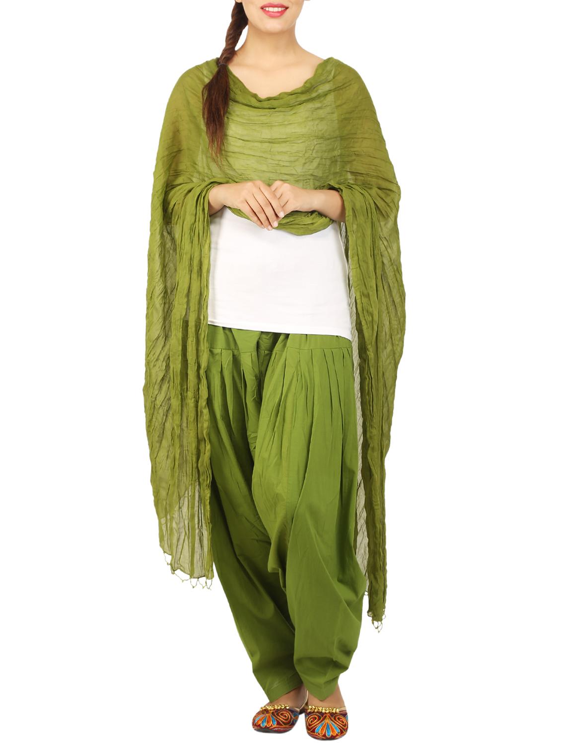 green cotton dupatta bottom set - 15244279 - Zoom Image - 4