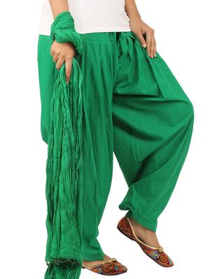 green cotton dupatta bottom set - 15244281 - Standard Image - 2