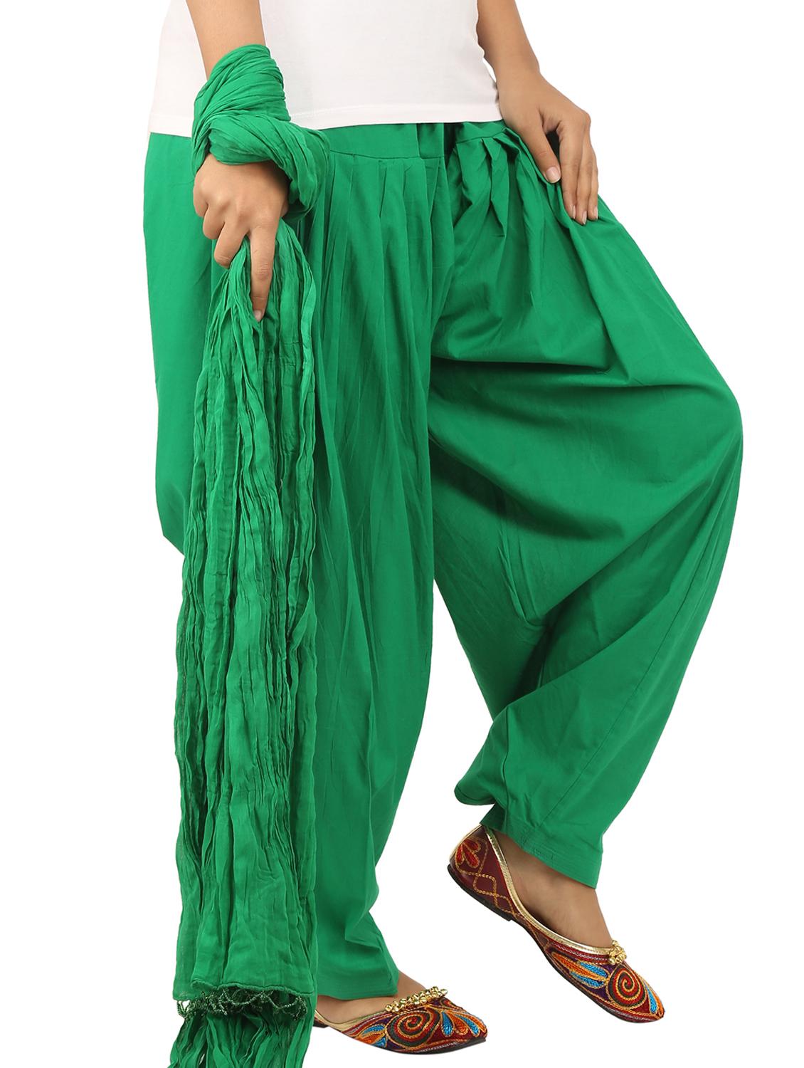 green cotton dupatta bottom set - 15244281 - Zoom Image - 2