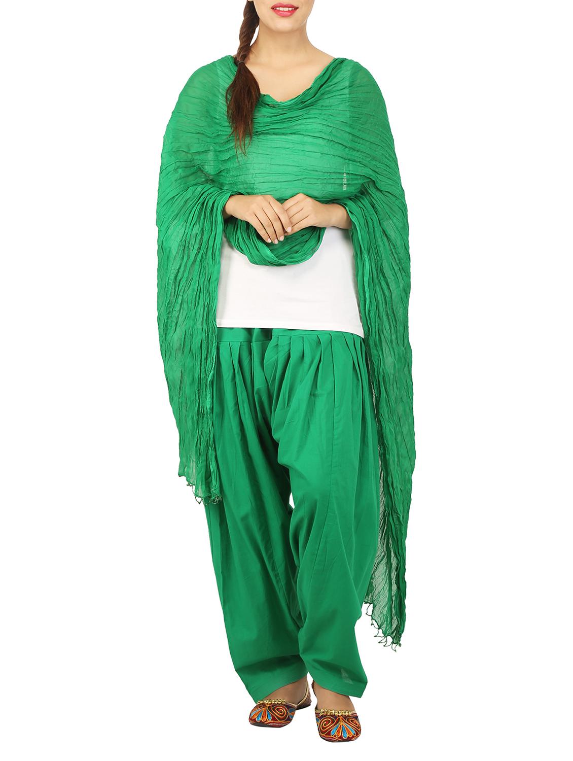 green cotton dupatta bottom set - 15244281 - Zoom Image - 4