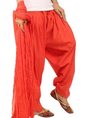 orange cotton dupatta bottom set - 15244283 - Standard Image - 2
