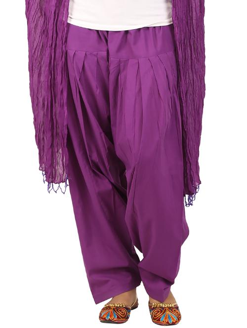 purple cotton dupatta bottom set - 15244284 - Standard Image - 1