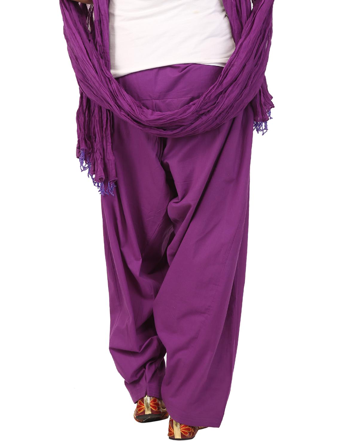 purple cotton dupatta bottom set - 15244284 - Zoom Image - 3