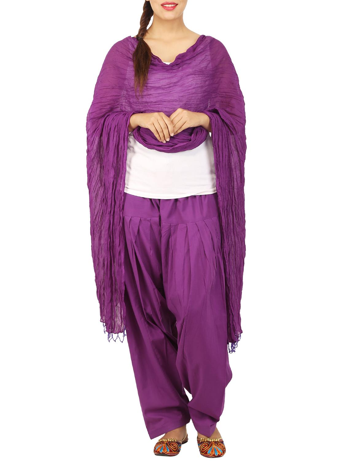 purple cotton dupatta bottom set - 15244284 - Zoom Image - 4