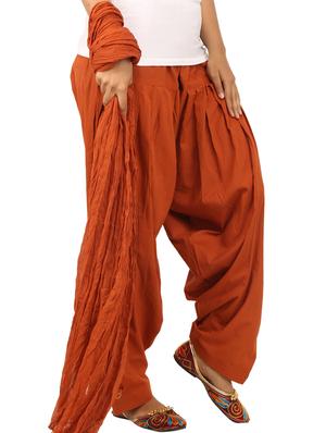 brown cotton dupatta bottom set - 15244292 - Standard Image - 2