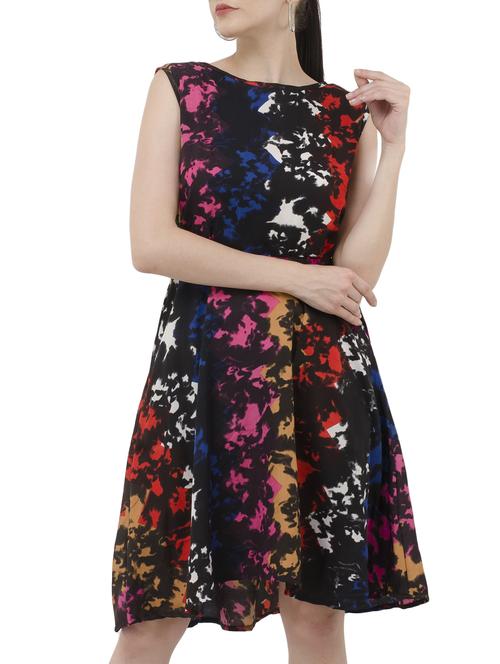 abstract fit and flare dress - 15245591 - Standard Image - 1