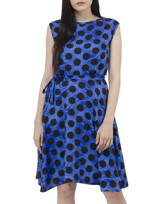 polka dots belted fit and flare dress - 15245597 - Standard Image - 1