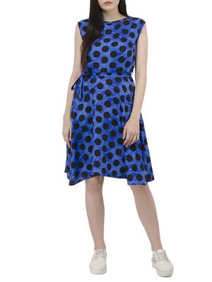 polka dots belted fit and flare dress - 15245597 - Standard Image - 4