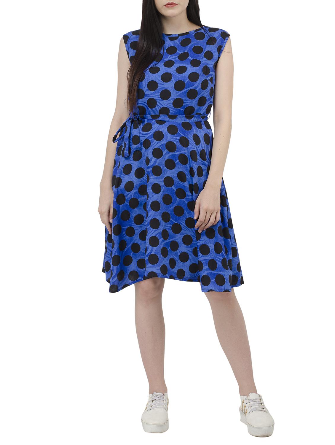 polka dots belted fit and flare dress - 15245597 - Zoom Image - 4