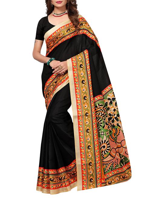 black bordered saree with blouse - 15249538 - Standard Image - 1
