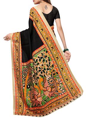 black bordered saree with blouse - 15249538 - Standard Image - 2