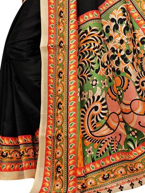 black bordered saree with blouse - 15249538 - Standard Image - 3