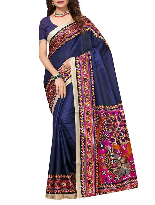blue bordered saree with blouse - 15249541 - Standard Image - 1