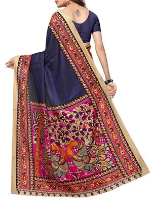 blue bordered saree with blouse - 15249541 - Standard Image - 2