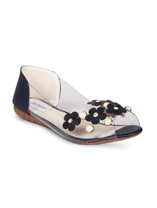 blue faux leather slip on sandals - 15249574 - Standard Image - 1