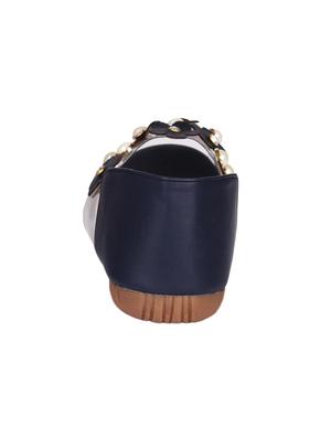 blue faux leather slip on sandals - 15249574 - Standard Image - 3