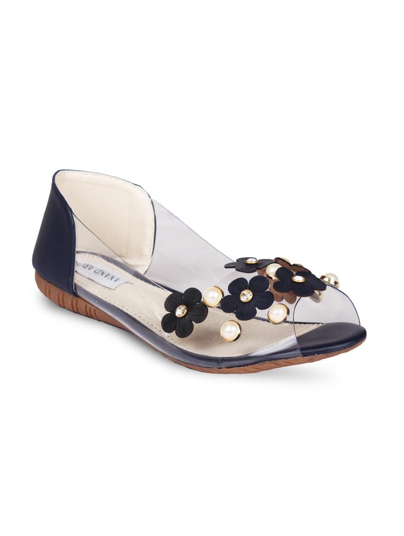 blue faux leather slip on sandals - 15249574 - Zoom Image - 1