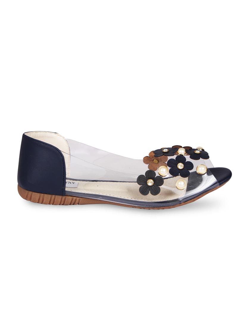 blue faux leather slip on sandals - 15249574 - Zoom Image - 2