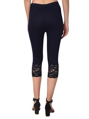 navy blue solid capri leggings - 15249761 - Standard Image - 3