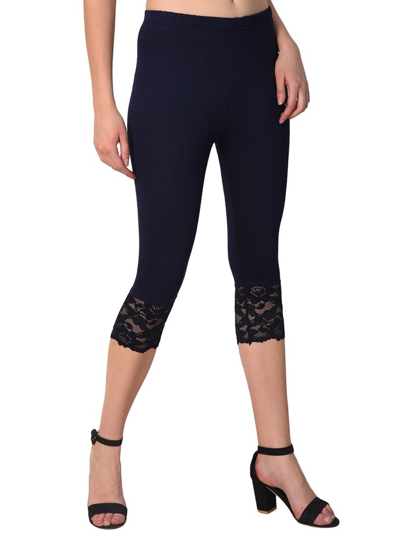 navy blue solid capri leggings - 15249761 - Zoom Image - 2