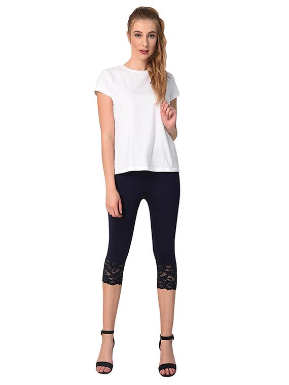 navy blue solid capri leggings - 15249761 - Zoom Image - 4