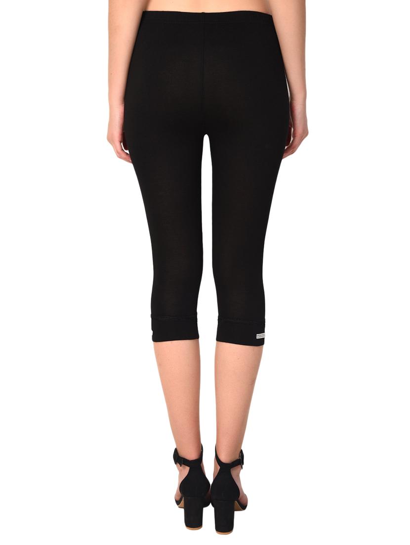 black solid leggings capri - 15249765 - Zoom Image - 3