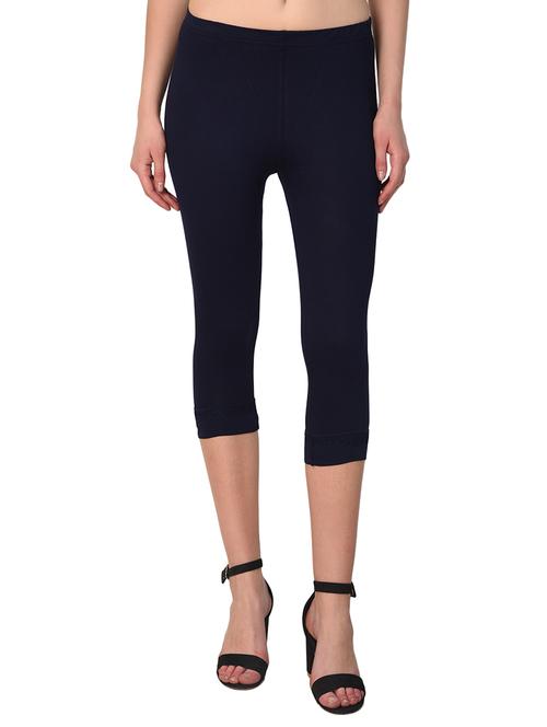 dark blue solid leggings capri - 15249766 - Standard Image - 1