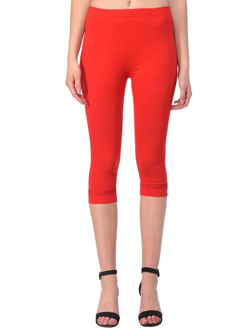 red solid leggings capri - 15249769 - Standard Image - 1