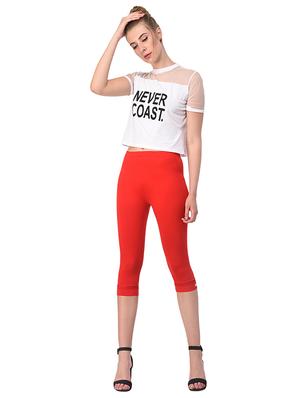 red solid leggings capri - 15249769 - Standard Image - 4
