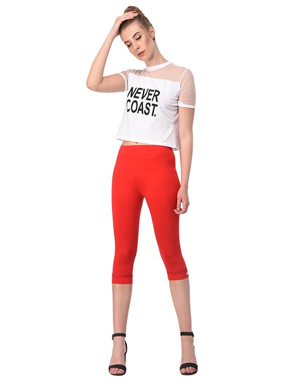 red solid leggings capri - 15249769 - Zoom Image - 4