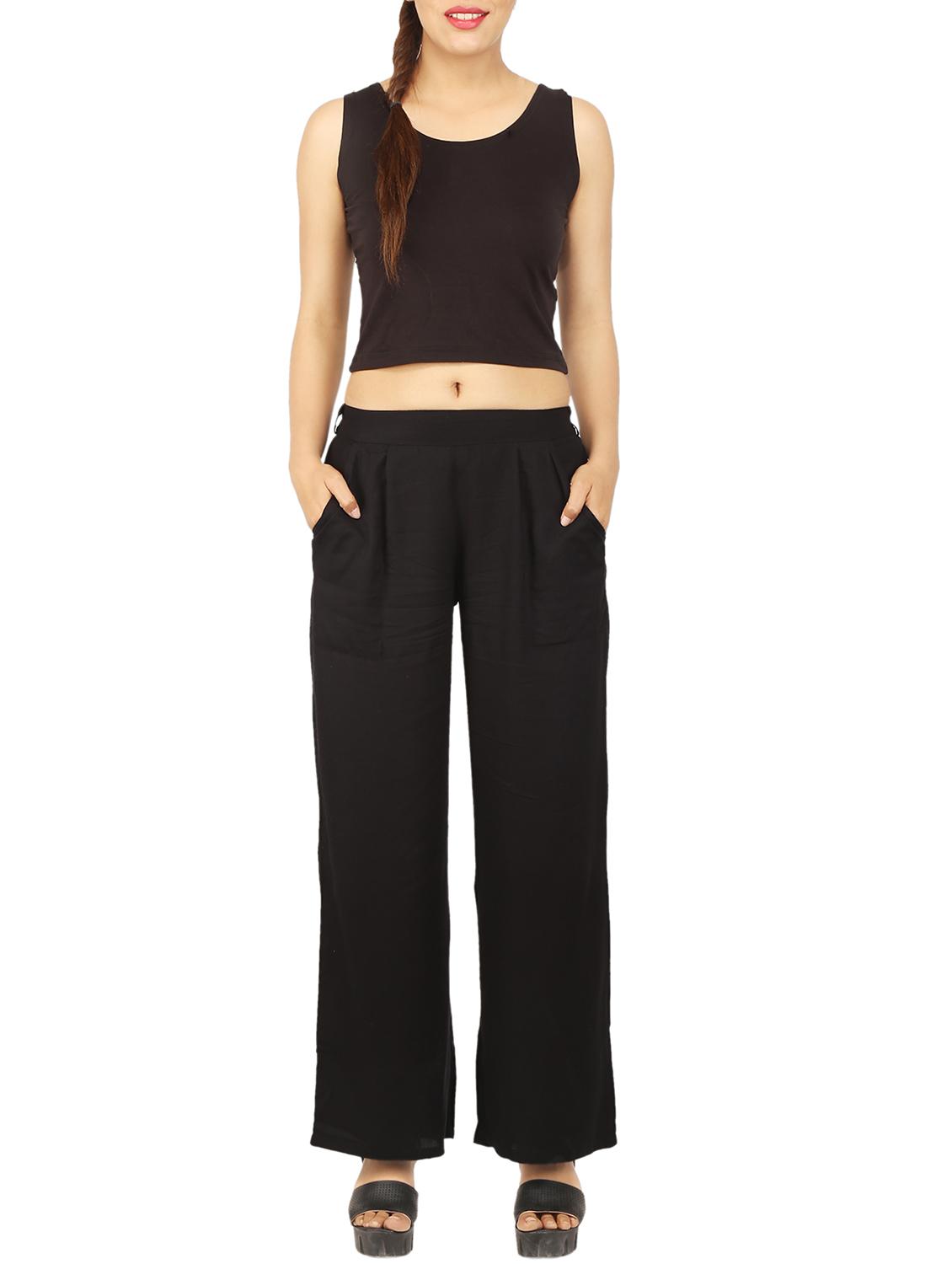 solid pleated straight palazzo - 15249903 - Zoom Image - 4
