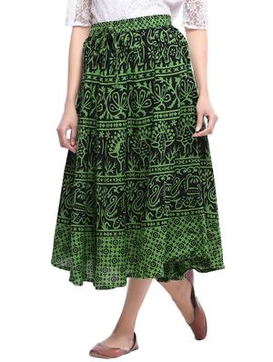 green cotton flared skirt - 15250173 - Standard Image - 2