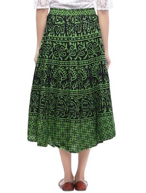 green cotton flared skirt - 15250173 - Standard Image - 3