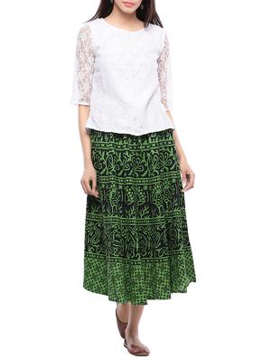 green cotton flared skirt - 15250173 - Standard Image - 4