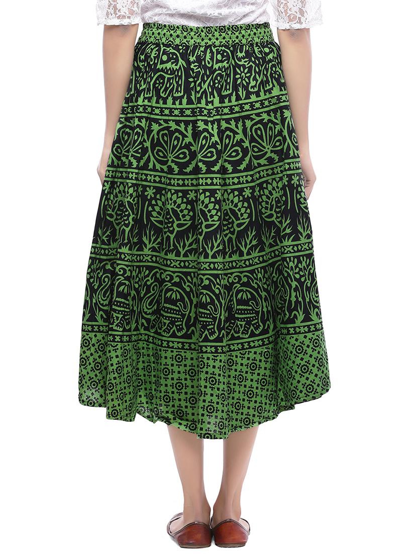 green cotton flared skirt - 15250173 - Zoom Image - 3