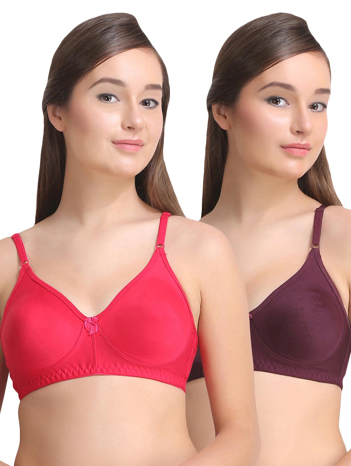 set of 2 bow patch solid bras - 15250241 - Zoom Image - 1