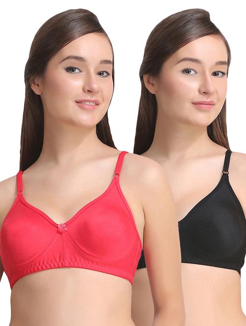 set of 2 bow patch solid bras - 15250556 - Standard Image - 1