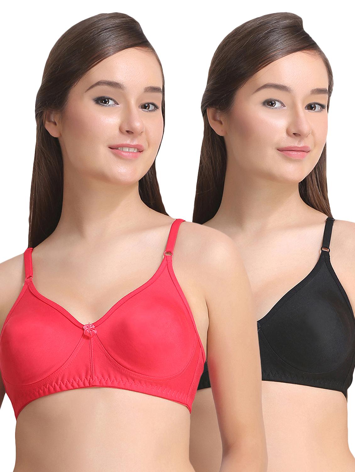 set of 2 bow patch solid bras - 15250556 - Zoom Image - 1