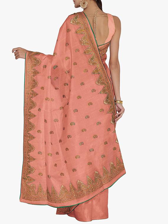pink art silk embroidered saree with blouse - 15250872 - Zoom Image - 2