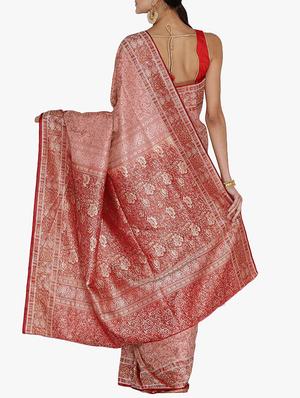 red art silk woven saree with blouse - 15250873 - Standard Image - 2