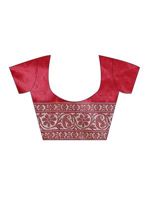 red art silk woven saree with blouse - 15250873 - Standard Image - 3