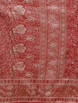red art silk woven saree with blouse - 15250873 - Standard Image - 4