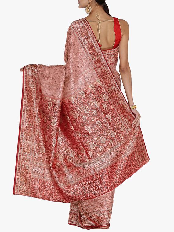 red art silk woven saree with blouse - 15250873 - Zoom Image - 2