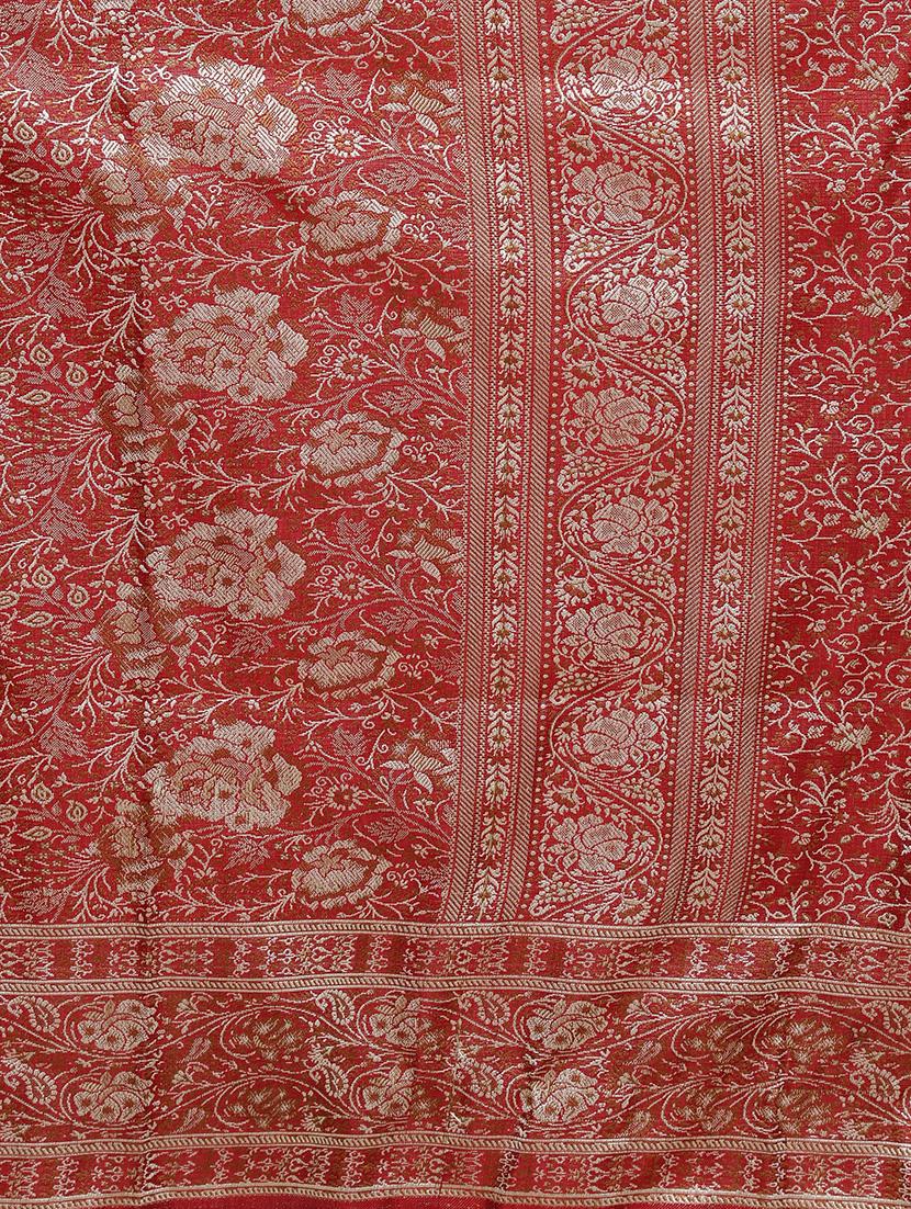 red art silk woven saree with blouse - 15250873 - Zoom Image - 4