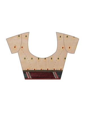 beige chanderi saree with blouse - 15250886 - Standard Image - 3