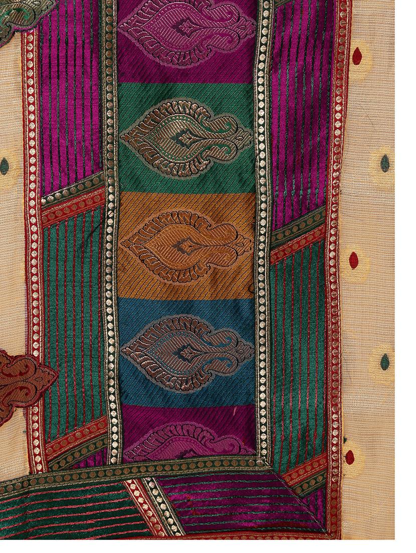 beige chanderi saree with blouse - 15250886 - Zoom Image - 4